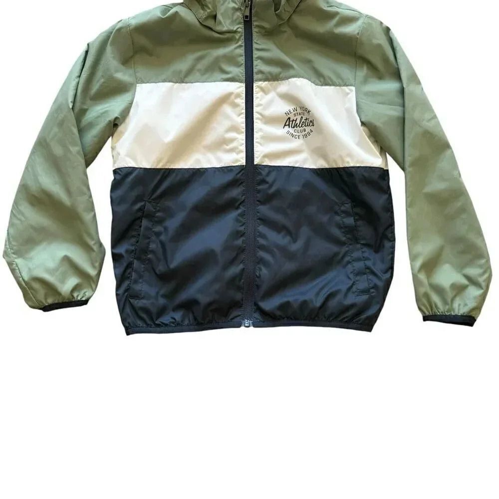 H& M Mint Blue Color Block  Lightweight Windbreaker Lined SZ 6-7 #2230 - Picture 3 of 13